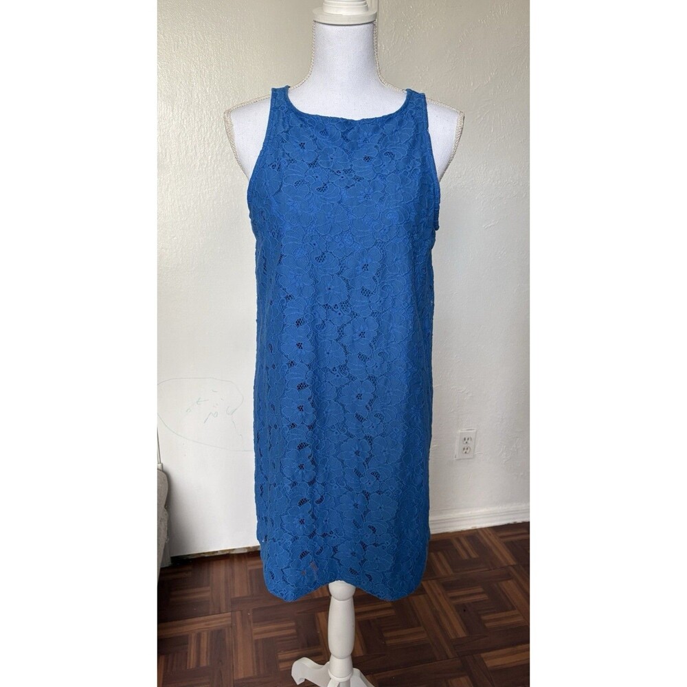 BB Dakota Women's Sleeveless Blue Floral Lace Knee Length Dress Size 6